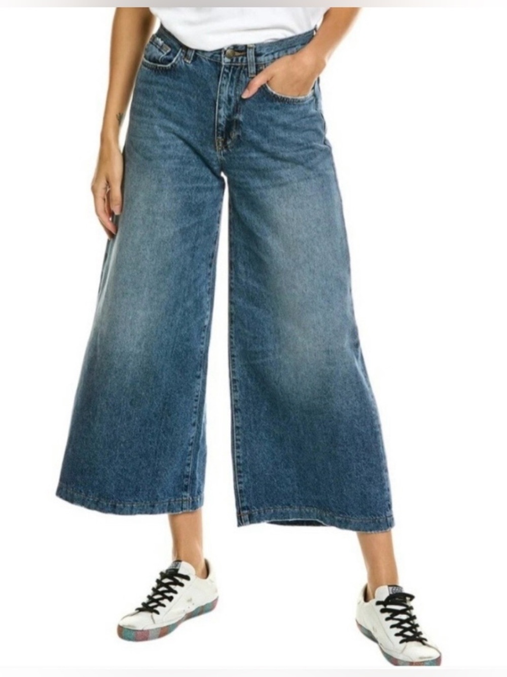 C/E Current/Elliott, Wide-Leg Crop Jeans, Size 27